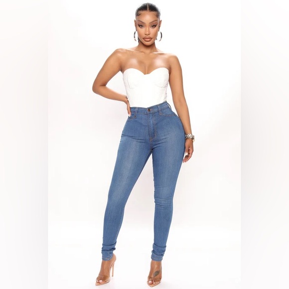 Fashion nova Classic Beauty Booty Lifter Skinny Jeans - Medium Blue Wash - Picture 1 of 10